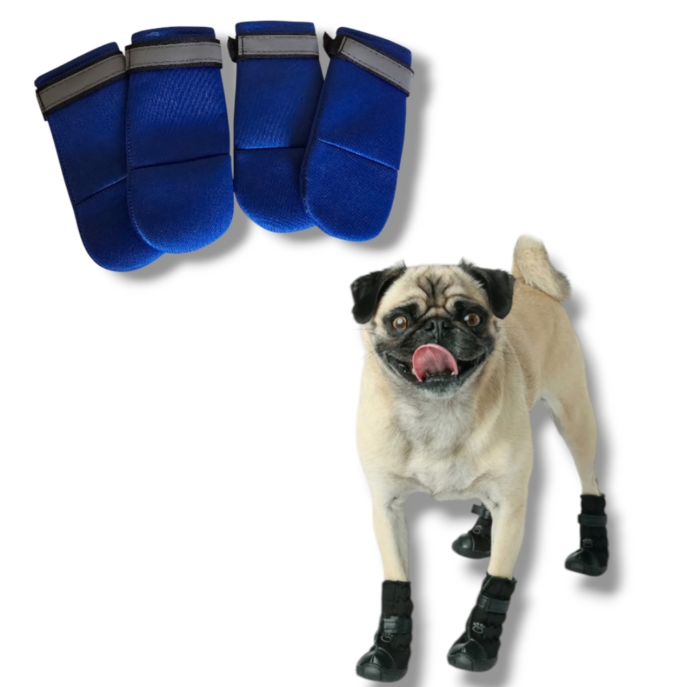 NEW 💙 PETLESO Blue Neoprene Weatherproof Dog Paw Protection Boots
